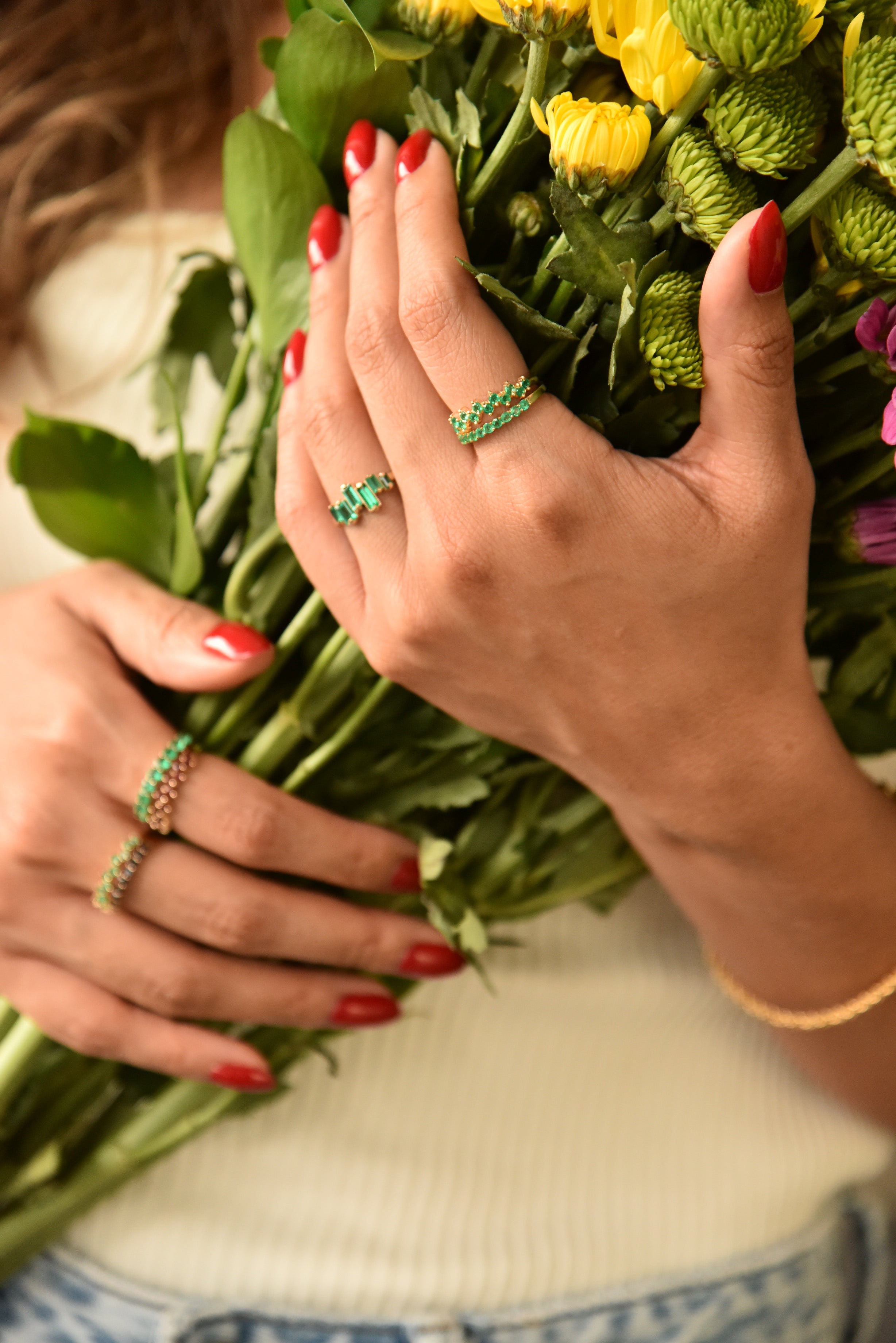 ZIGZAG EMERALD RING 2MM